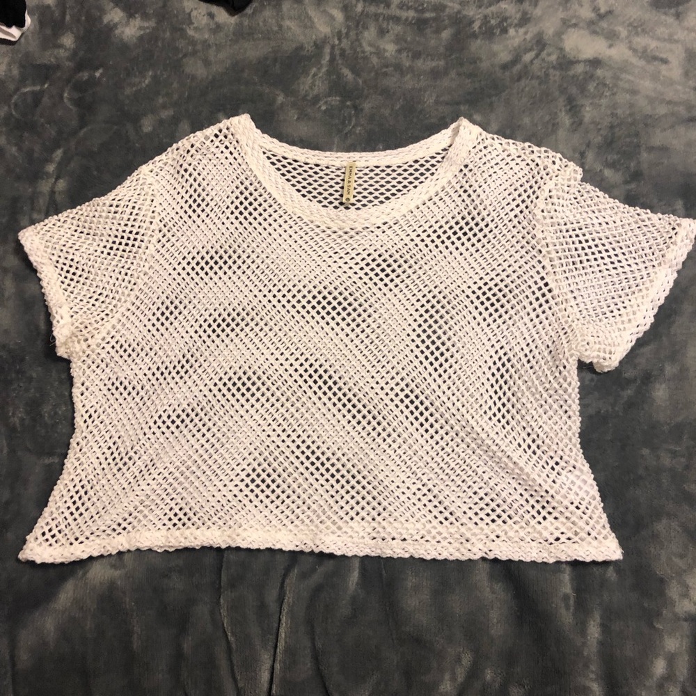 Lf white mesh crop top